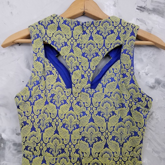 Astr Dresses Astr Green Blue Floral Tapestry Sleeveless Dress